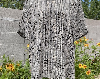 NWT Vintage Boxy Blouse Womens Large - XL Boxy Blouse Vintage Kathy Che VTG Blouse Womens Black Beige Y2K 90s Boxy Blouse Work Office Shell