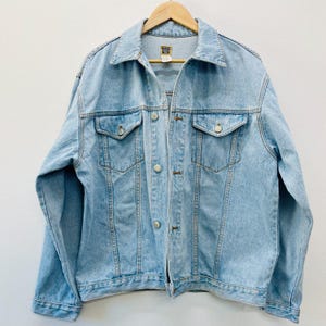Vintage Denim Jean Jacket Medium Mens Light Wash VTG Jean Jacket Mens Medium VTG