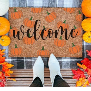 Fall Pumpkins Welcome Mat SVG - Instant Download Doormat Design for Cricut or Silhouette