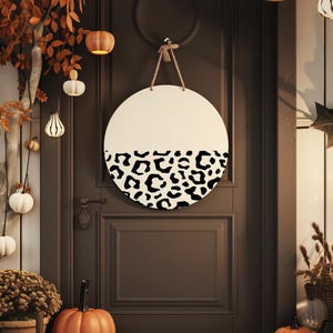 Cheetah Leopard Print SVG for Round Sign - Farmhouse Door Hanger SVG, Cricut Cut File, Instant Download SVG