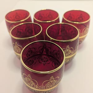 Red and Gold Water Glasses - Etsy