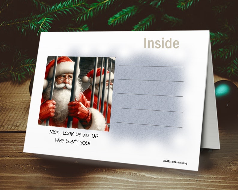 Funny Christmas Card DIGITAL Printable Santa 5x7 Santa Clause Steals ...