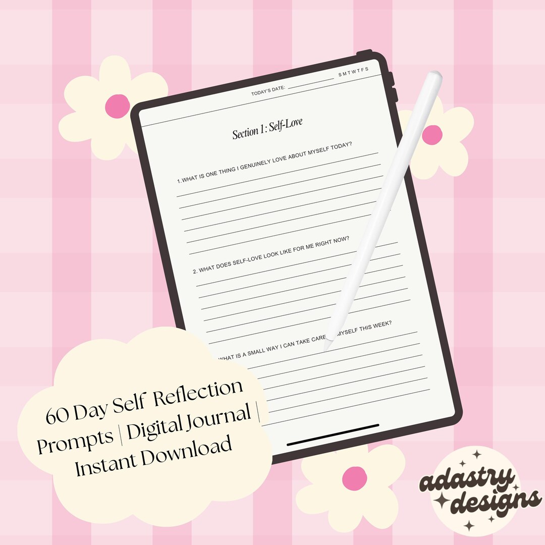 Full 60-day Self Reflection Prompt Journal, Instant Digital Download - Etsy
