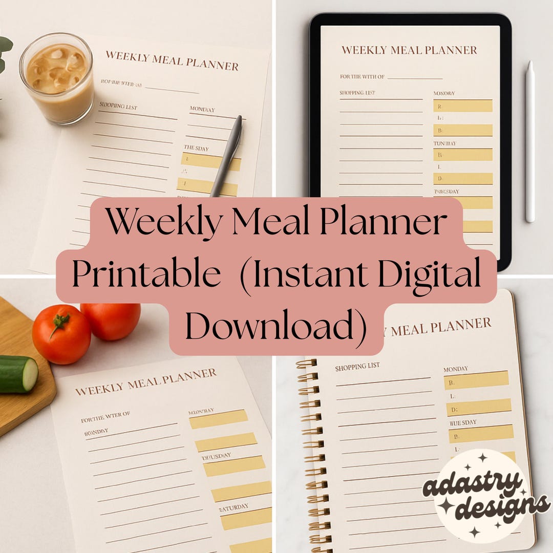 Weekly Meal Planner Printable (instant Digital Download) - Etsy