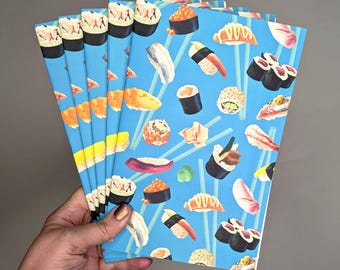 Reusable Sticker Book: Sushi cover, 10 Silicone-coated Pages