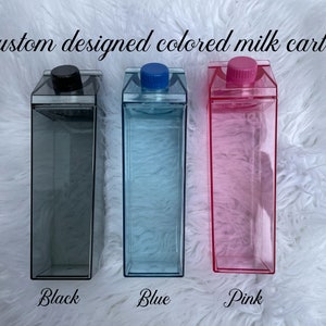 Personalized Colored Milk Carton Water bottle|Pink|Blue|Black|Milk Carton|Water bottle|Iced Coffee Cup|Custom Cup|Aesthetic Water Bottle