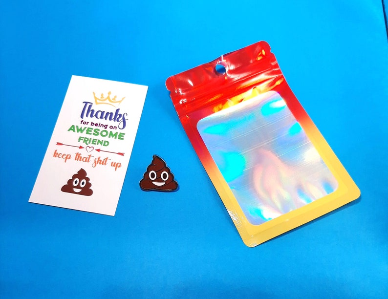 Friendship Card With Poop Emoji Pin - Thanks for Being an Awesome ...