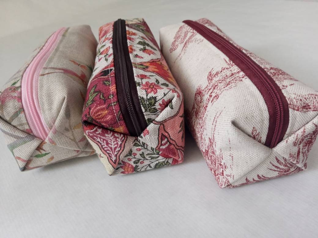 Trousse à Crayons Toile de Jouy, Oiseaux, Éventails.