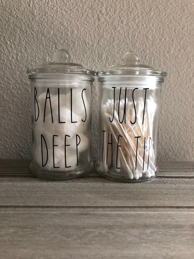 Rae Dunn Inspired Bathroom Jar Set just the Tip & balls Etsy Canada