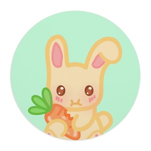 Snacking Bunny Round Mouse Pad Mint