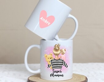 Personalized ceramic MUG, "Super Mom (or other)", model of your choice