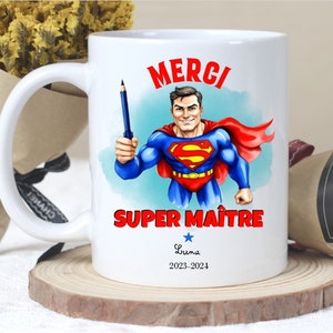 MUG de cerámica, regalos especiales de fin de año, Gracias Super maestro superhéroe, personalizado