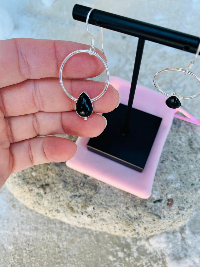 Stunning black onyx hoop earrings!