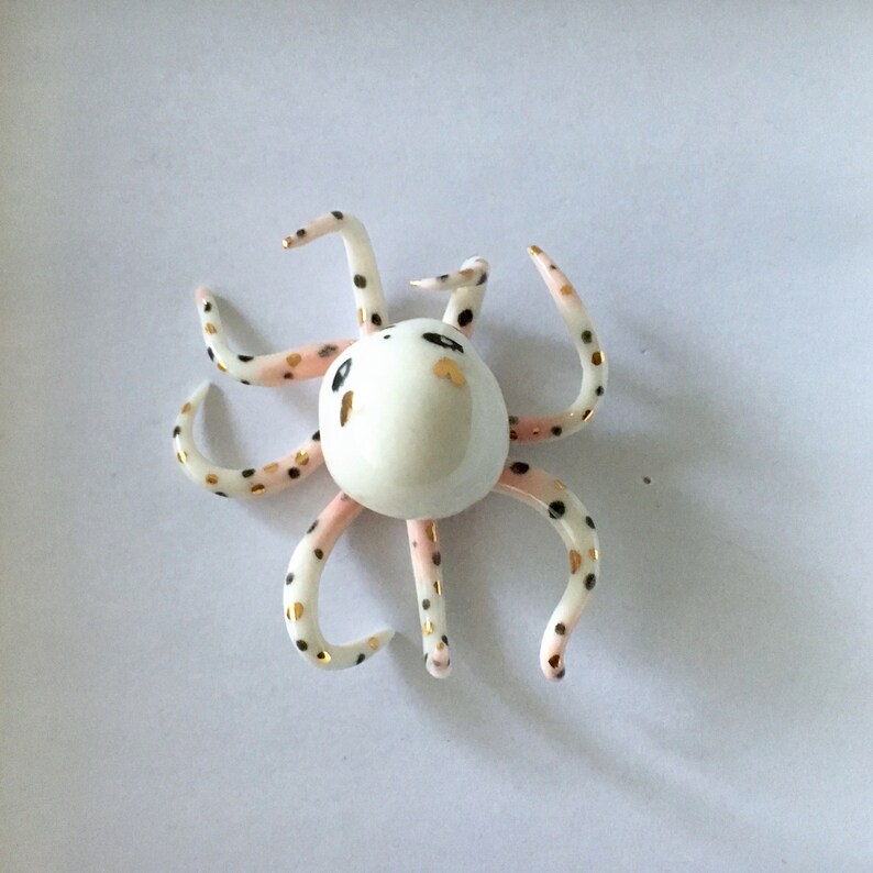 Miniature Ceramic Octopus Totem Porcelain Octopus Figure Etsy