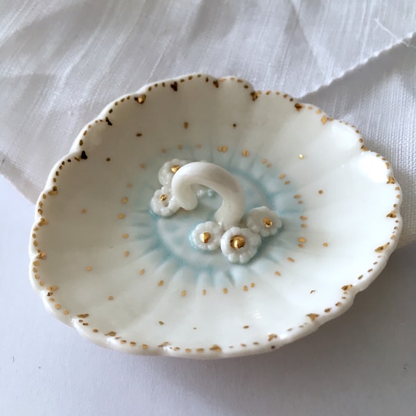 Coupelle roantique à bijoux en porcelaine, porte-bagues de mariage en porcelaine