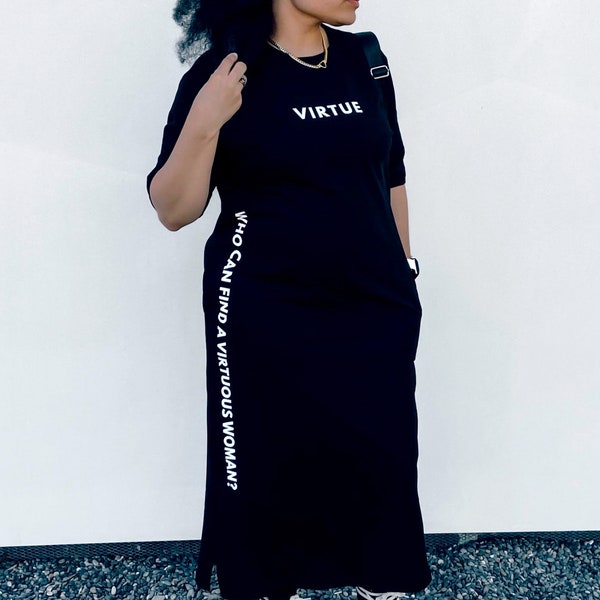 Virtue Black T Shirt Dress | Womens TShirt Dress | Christian Tees | Christian Tshirts | Israelite T Shirts | Israelite Clothing