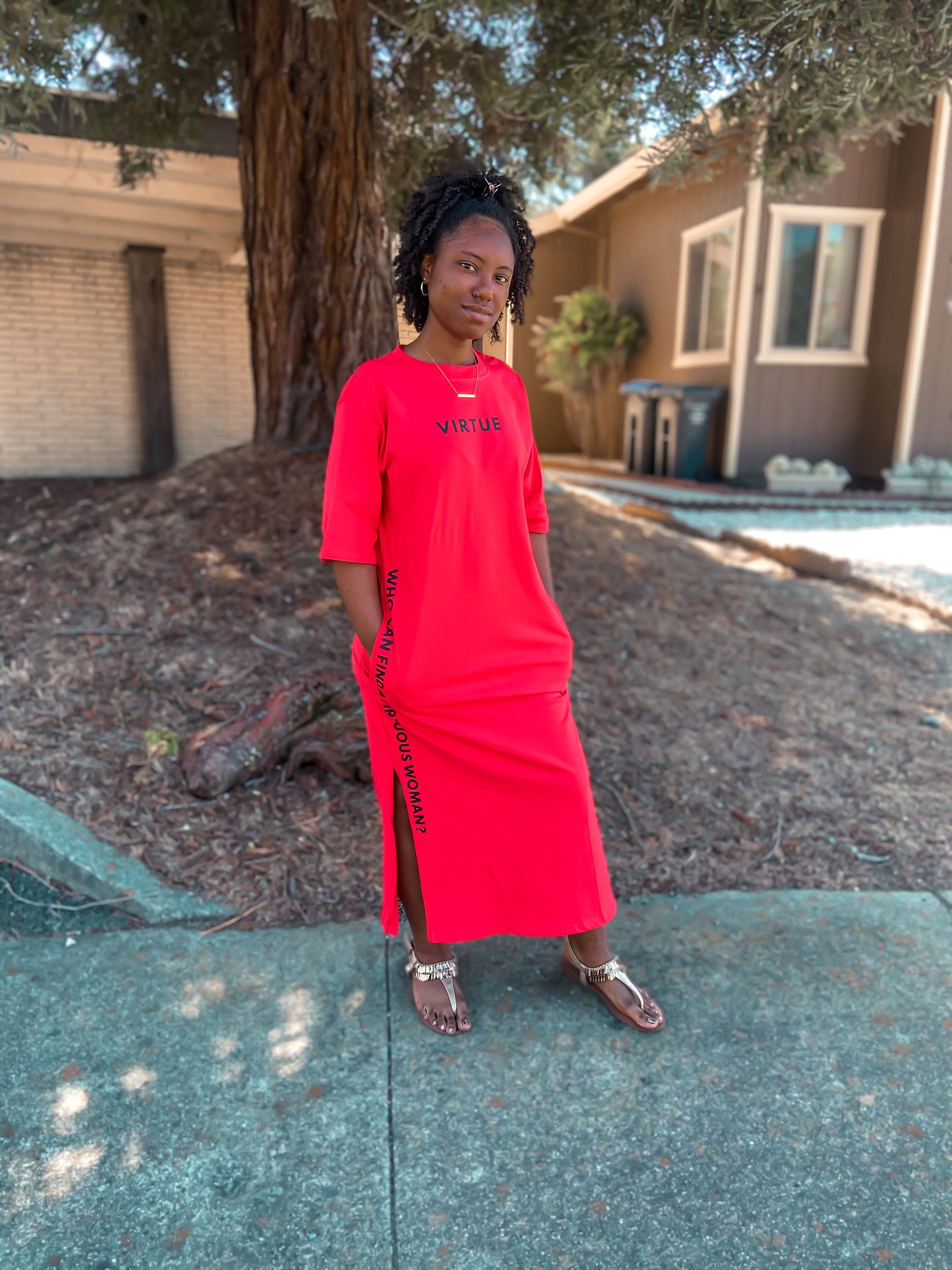 red t shirt dress