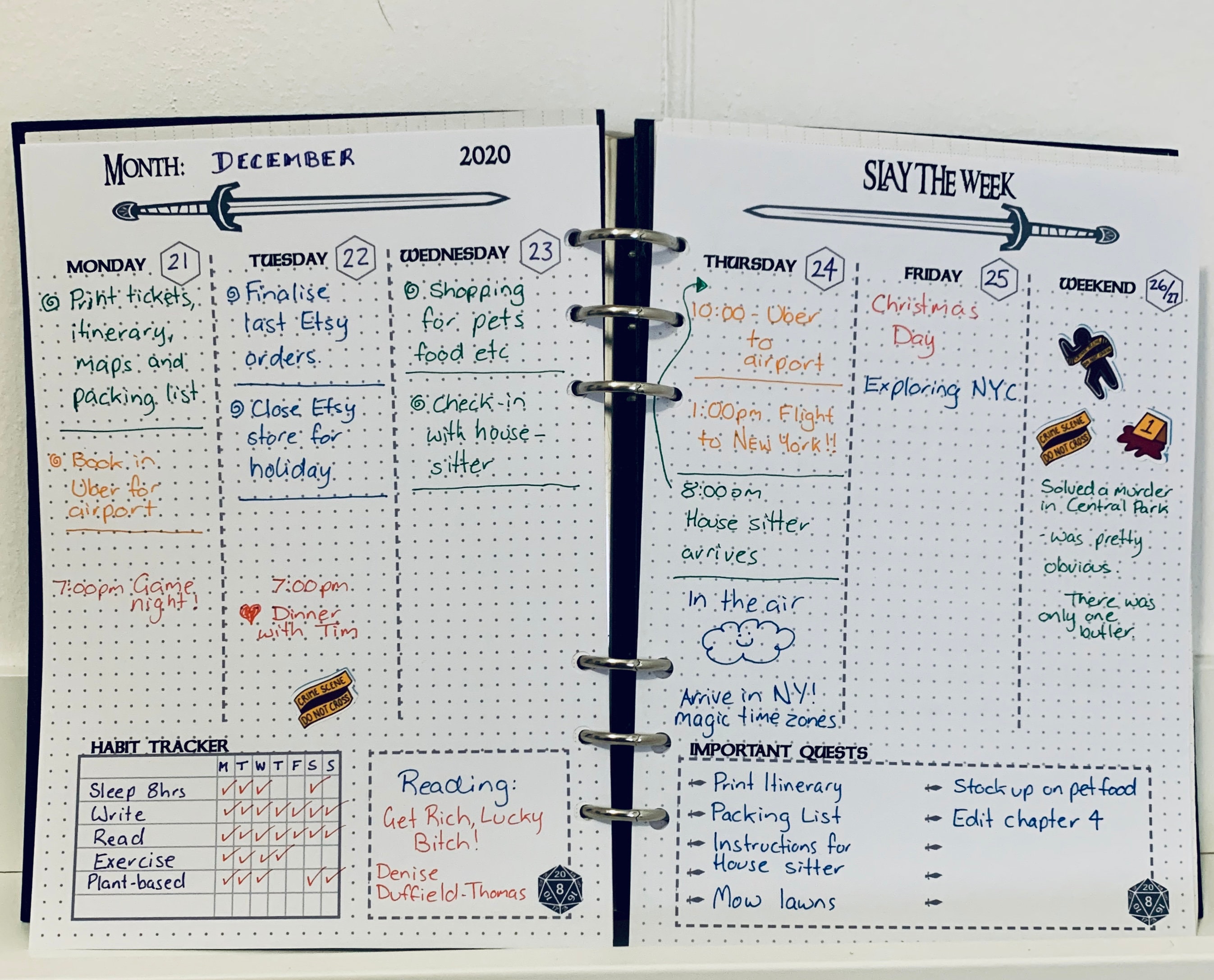 Dungeons and Dragons Weekly Planner | Bullet Journal With