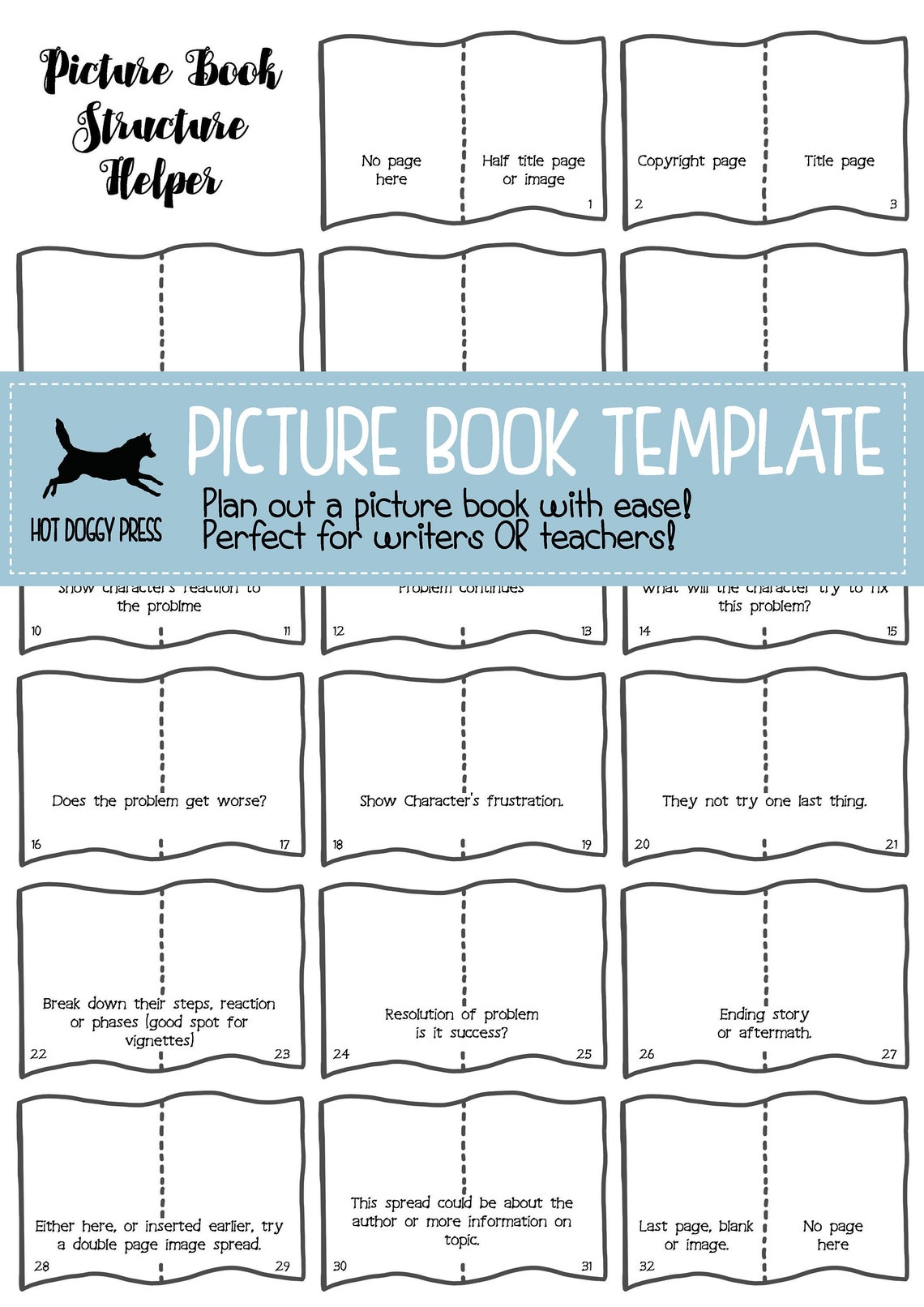 Picture Book Template for Writers Create your own Etsy