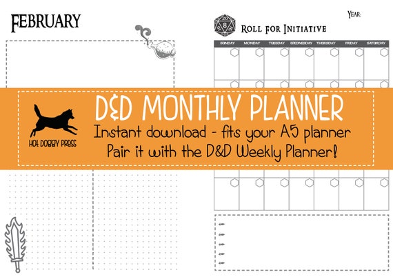Dungeons and Dragons Weekly Planner Bullet Journal With D&D Theme A5 2021  Planner Inserts -  Denmark