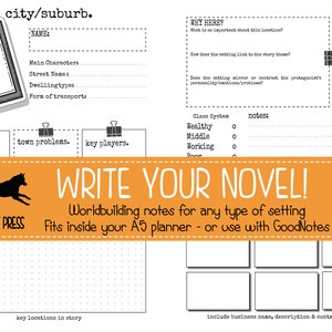 Worldbuilding for Writers | A5 printable | Dungeons & Dragons | How to Write a Novel