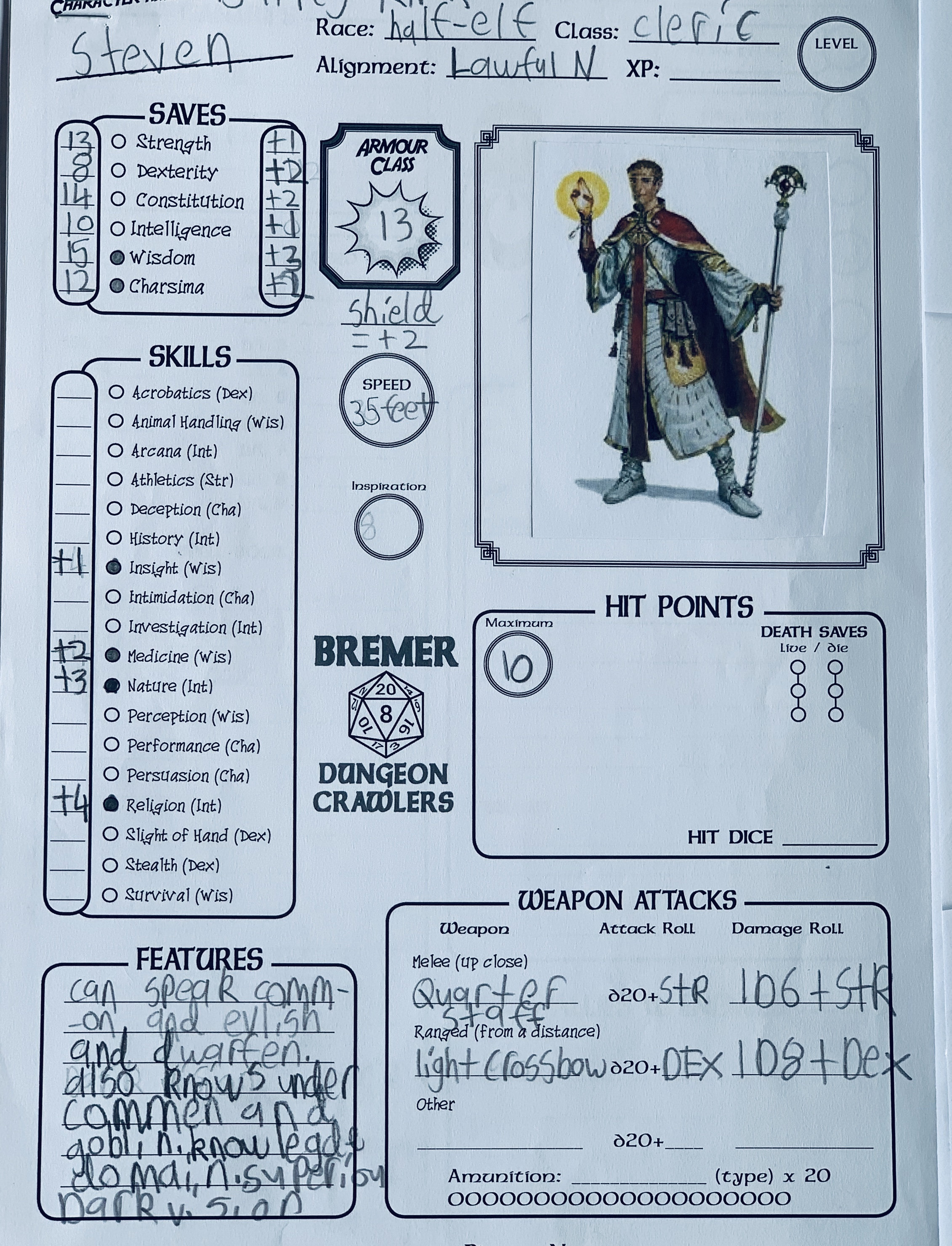 Kids Dnd Character Sheet