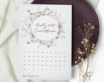 Wedding Countdown Wildflowers | 50 days to wipe off | DIN A5 or A4