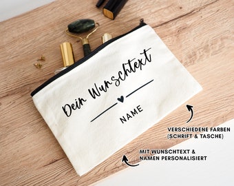 Personalisierte Kosmetiktasche mit Wunschtext und Namen | Herz