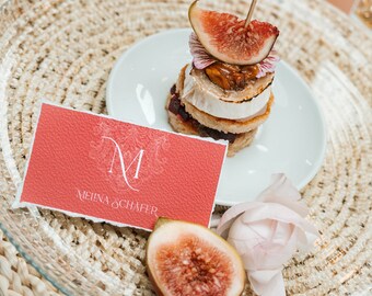 Place cards | Name cards "Fleur De La Mer" | torn edges