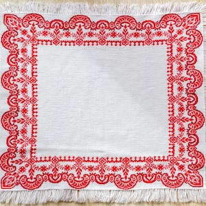 Vintage Hand Embroidered Tablecloth, Centre Piece, Dressing Table Mat,made in Ukraine