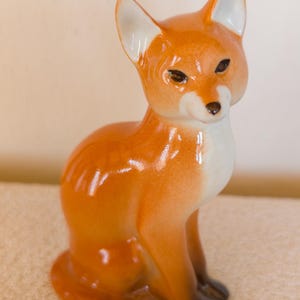 Figura de zorro rojo vintage de Lomonosov LFZ, figura de porcelana animal