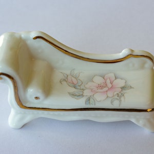 Vintage Fine Bone China Miniature Chaise Couch collectible made in Britain
