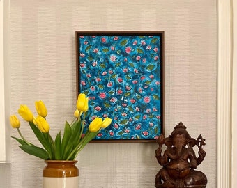 Stampa di pittura floreale per decorazioni murali, stampa pichwai indiana di fiori, motivo floreale del palazzo cittadino, stampe e motivi indiani