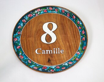 Personalisiertes Namensschild für Zuhause, personalisiertes Namens- oder Nummernschild, Holzschild