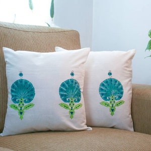 Cushion covers cotton, Block print cushion covers, Floral Cushion covers, Indian Handmade block printed pillow cover