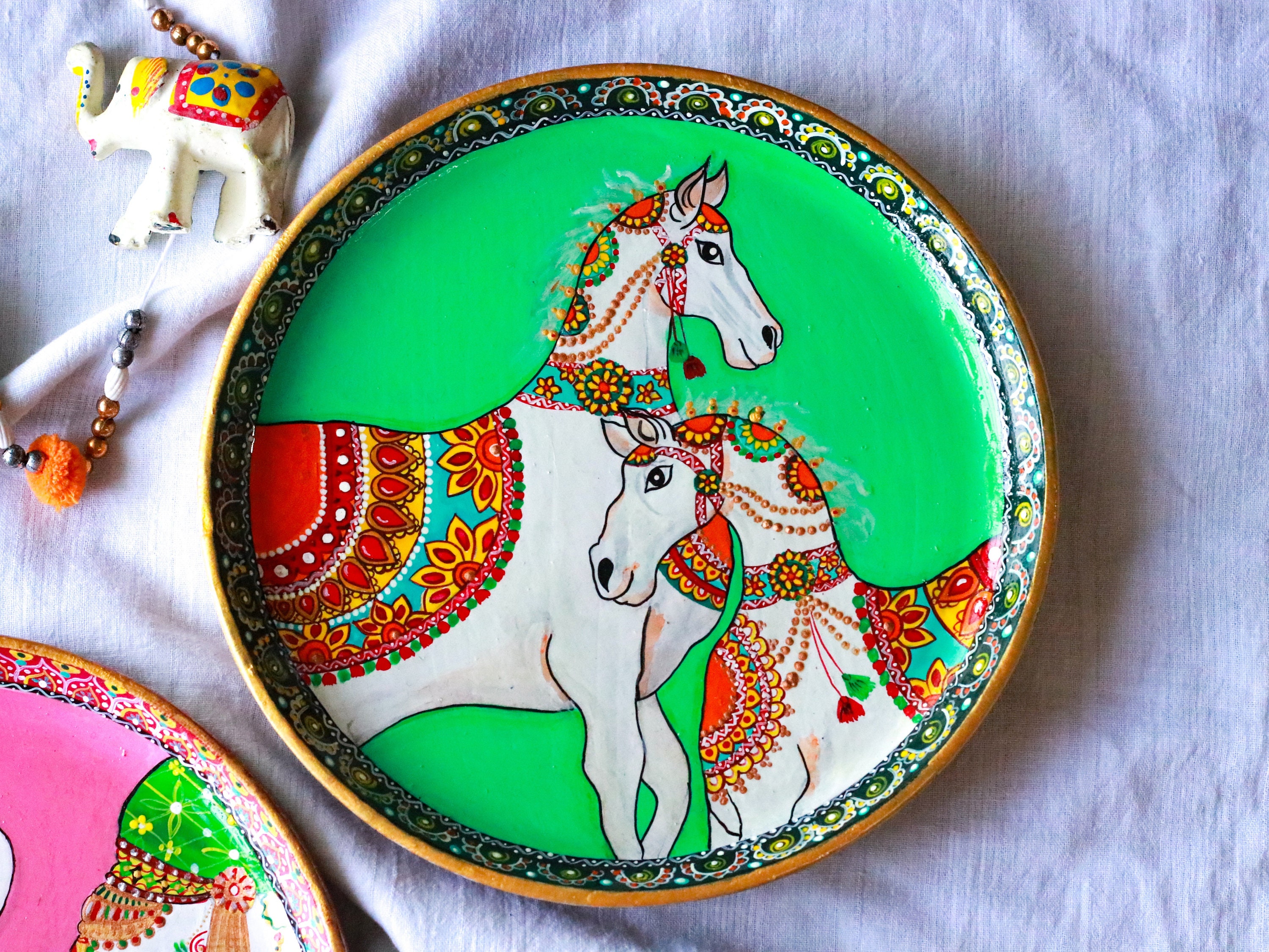 Set of 2 Indian traditional wall plates Jaipur Rajasthani Etsy