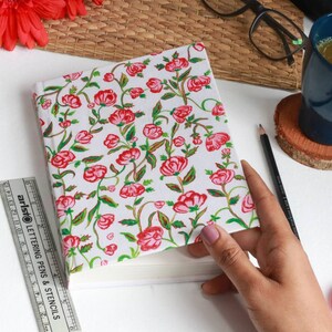 Hand Painted Floral Journal, A5 sized Notebook for writing, Diary Planner, Gift for writers thoughts and affirmations image 7