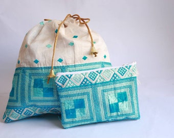 Embroidered Phulkari Indian Potli Purse and pouch, Set of 2 Utility Purses, Drawstring purse, Indian Gifts