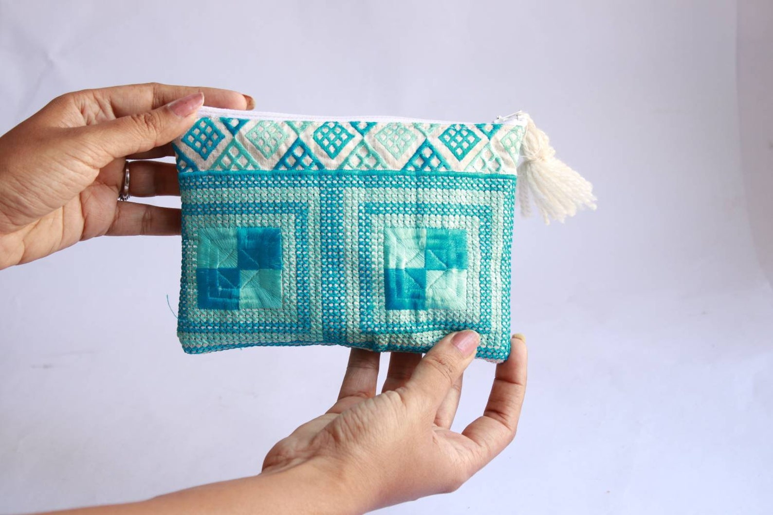 Embroidered Phulkari Indian Potli Purse and Pouch, Set of 2 Utility