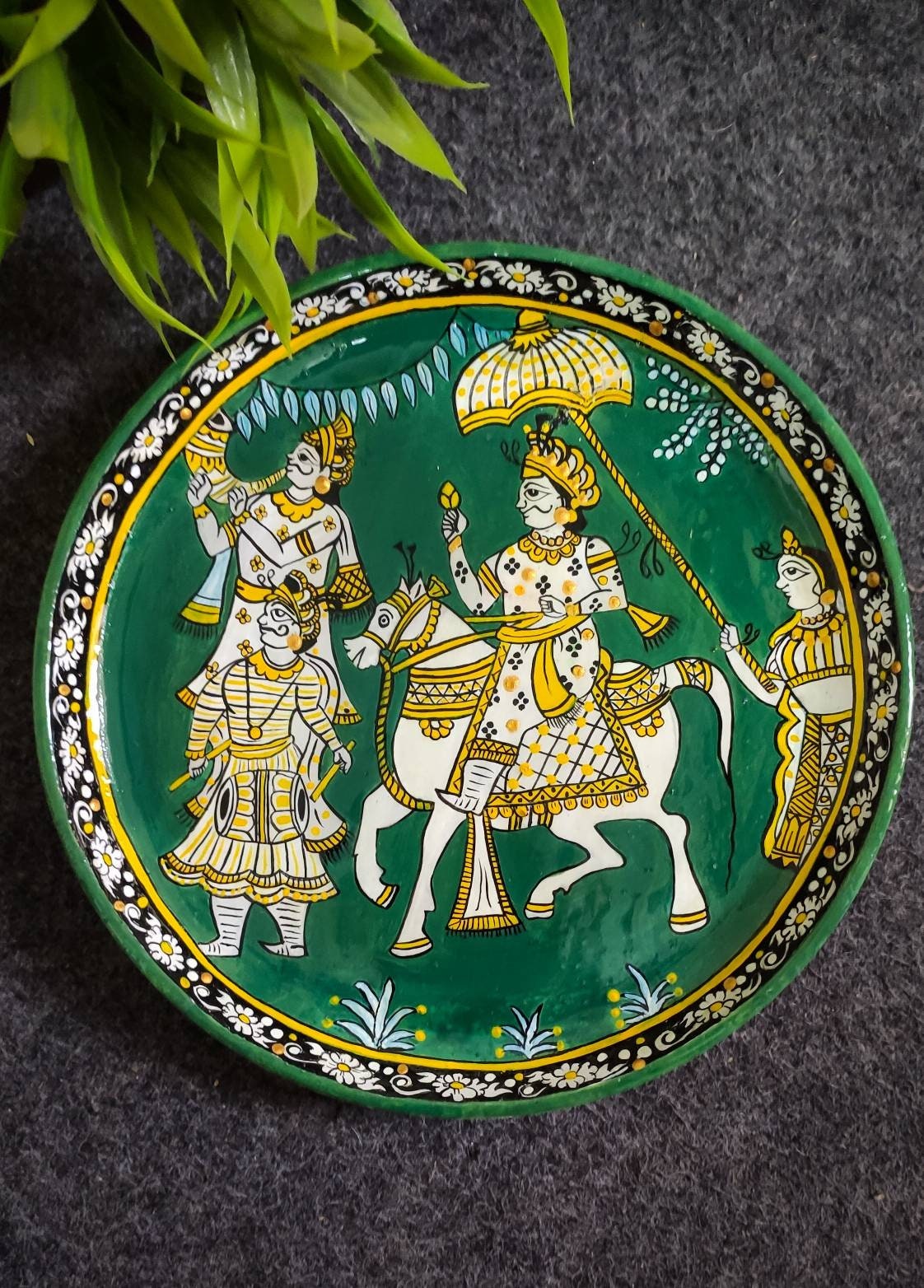 Jaipur Rajasthani Handpainted Wall Plate Rajasthan Handicraft Etsy