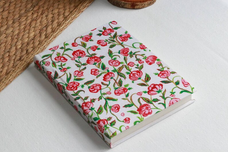 Hand Painted Floral Journal, A5 sized Notebook for writing, Diary Planner, Gift for writers thoughts and affirmations image 2