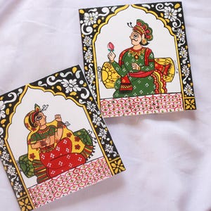 Indian hand-painted envelopes for wedding, Phad painting Indian wedding envelopes, bride groom envelopes, Shagun cash envelopes