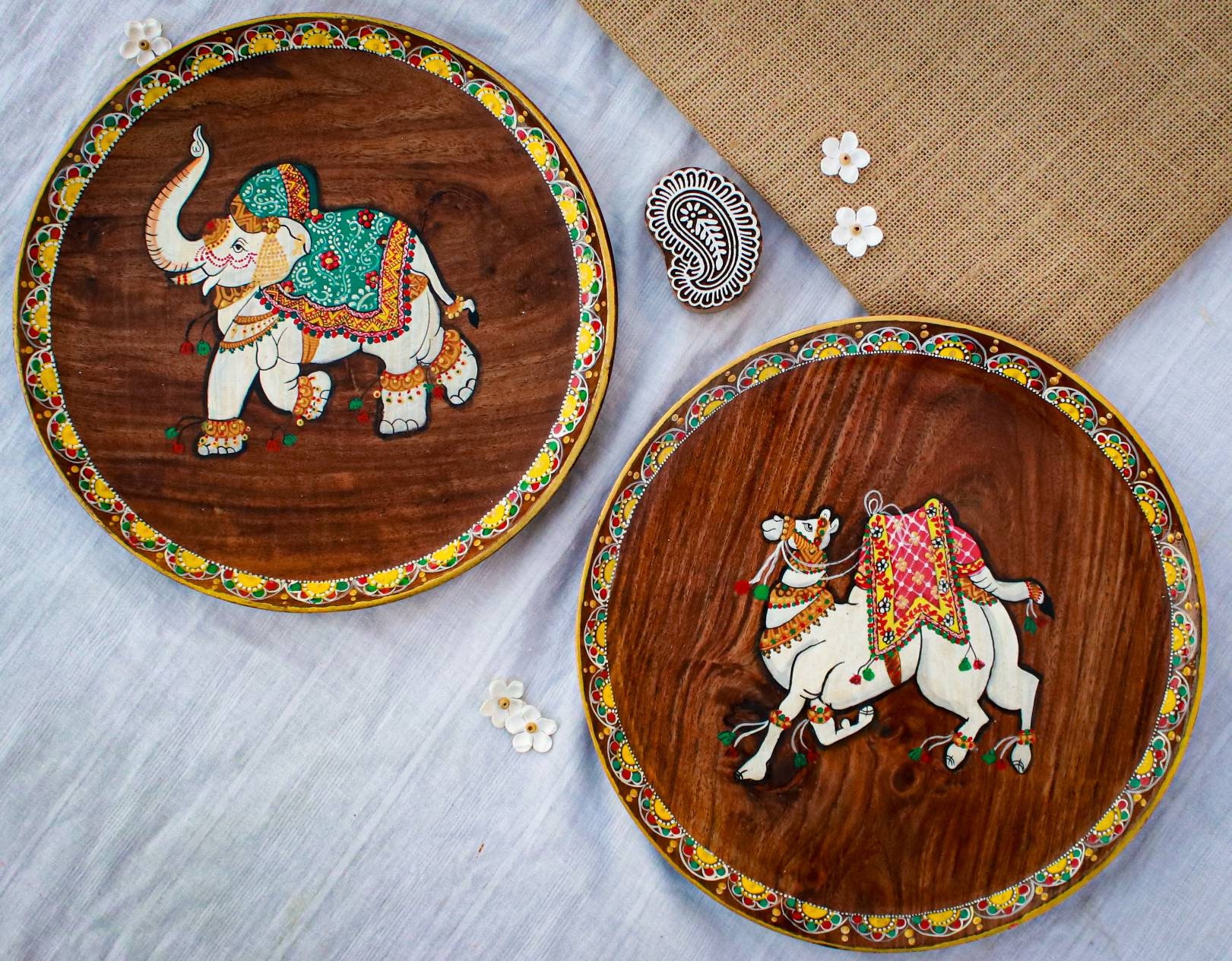 Set of 2 Jaipur Rajasthani Handpainted Wall Decor Rajasthani Etsy