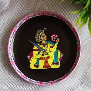 Jaipur Rajasthani Handpainted Wall Plate, Indian Rajasthani Phad Painting