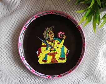 Jaipur Rajasthani Handpainted Wall Plate, Indian Rajasthani Phad Painting