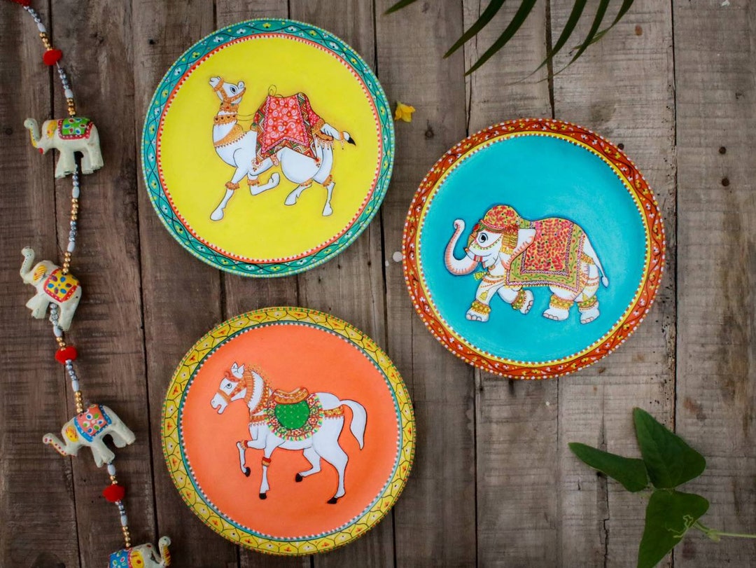 Indian Wall Decor, Handpainted Rajasthani Royal Camel Horse Elephant