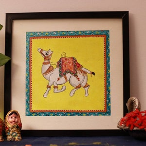 Rajasthani Handicraft Wall Decor,Jaipur hand painted wall decor,Indian Rajasthani Royal Colourful Painting Camel and Elephant