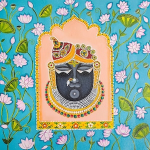 Pichwai Art of Shree Nath Ji on canvas, Hand painted Shree Nath ji, Pichwai Indian wall decor