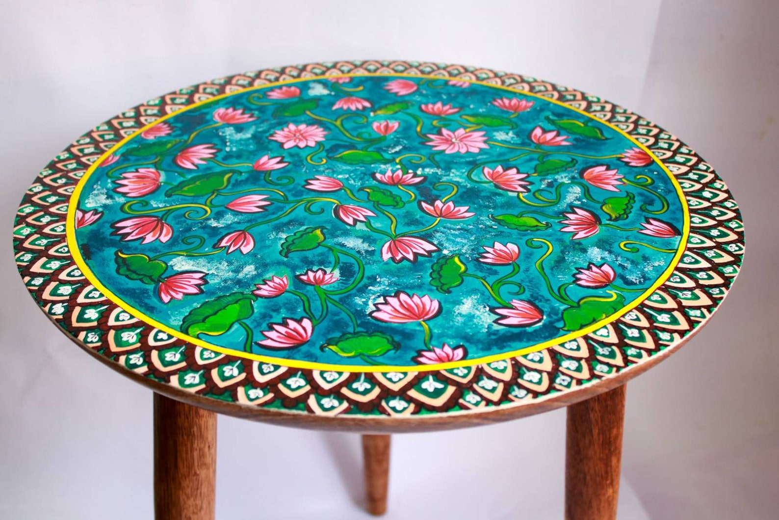 DIY Wooden Side Table, Indian Style Furniture, Wooden Round Sofa