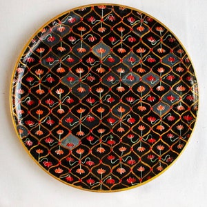 Wall plate Indian, 12" Rajasthani Handpainted Wall decorative wooden plate, Large wall plate
